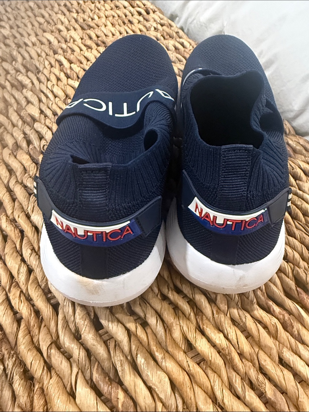 Nautica Navy Knit Slip-On Sneakers with White Logo - Picture 3 of 4